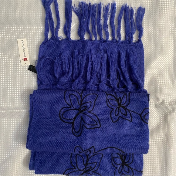 Charming Charlie Royal Blue Rectangular Women’s Scarf with Fringe - Picture 3 of 9